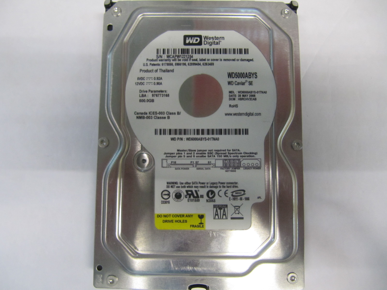 Жесткий диск sata 500 гб. Wd5000abys.