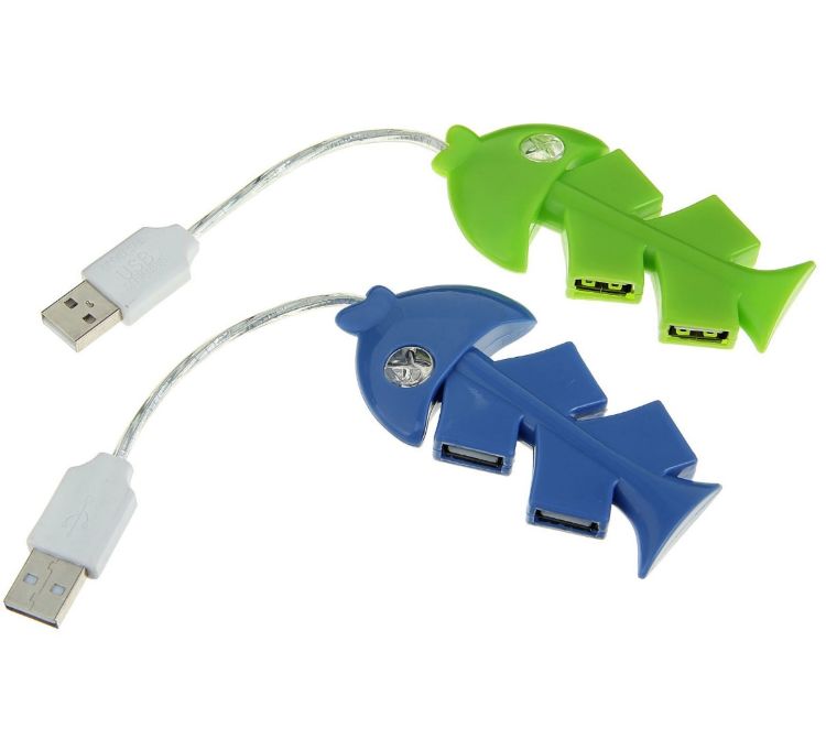 USB-хаб Рыбка 4хUSB 2.0 цвет- зеленый - Pic n 78587