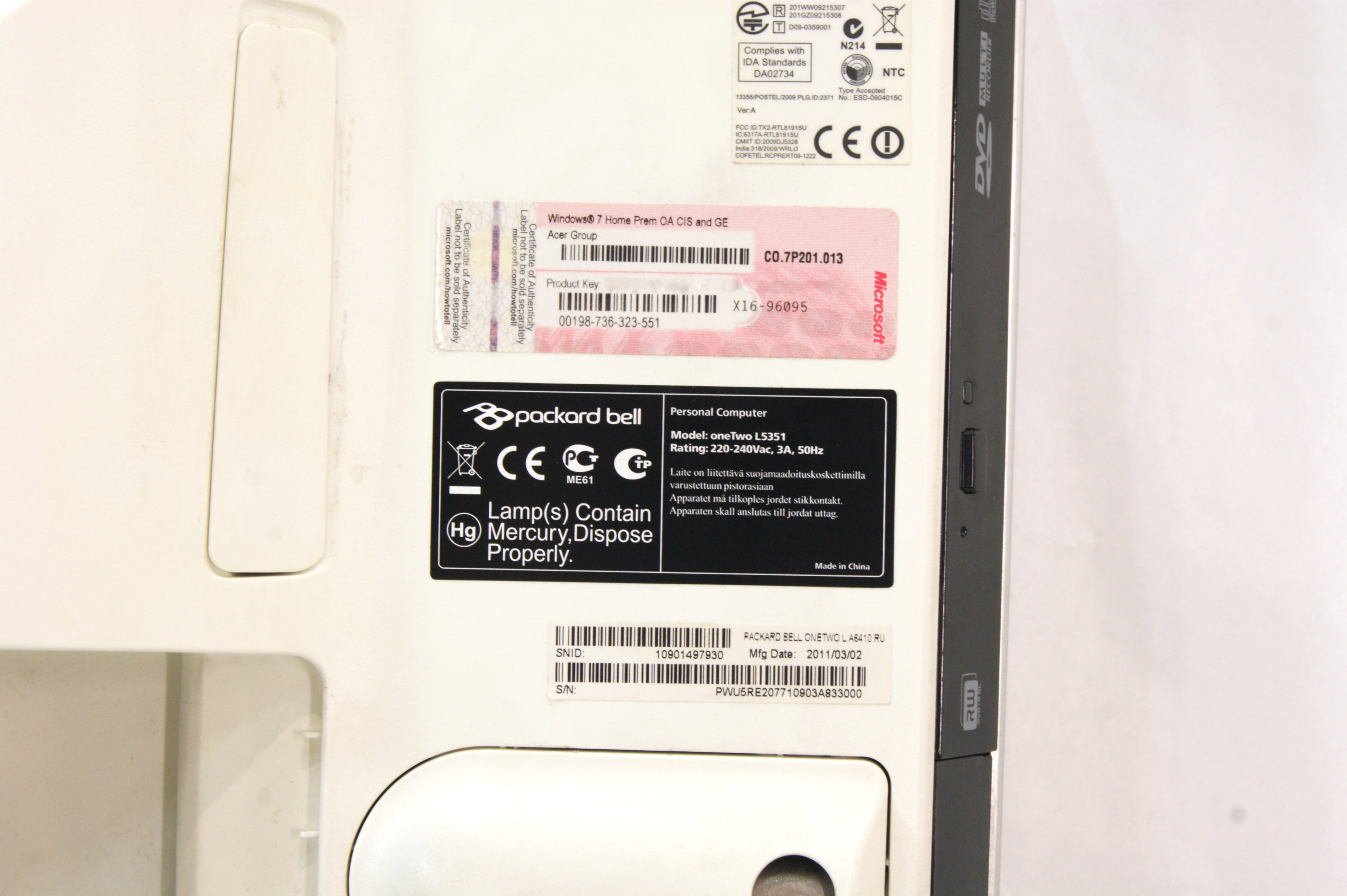 Моноблок packard bell onetwo s3380 разборка