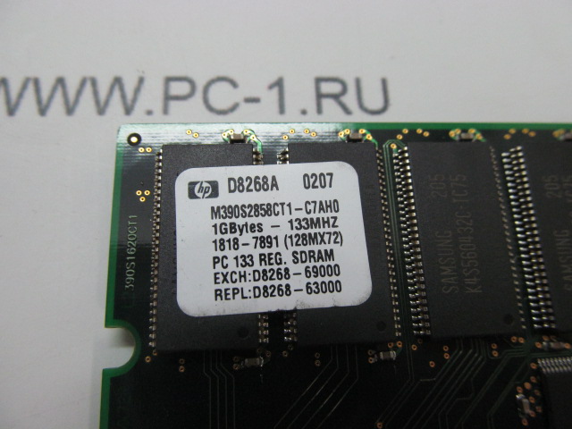 Модуль памяти SDRAM DIMM 1Gb Samsung M390S2858CT1-C7AH0 /168-pin /буферизованная /ECC /3.3 В /CL 3