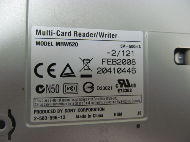 Кардридер внутренний 3.5" SONY MRW620 Black /Internal Card Reader / Writer USB 2.0 /CF /MD /SM /MMC /SD /MS( / Pro) /Цвет: Черный