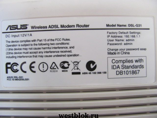 ADSL WIFI роутер Asus DSL-G31 - Pic n 75178