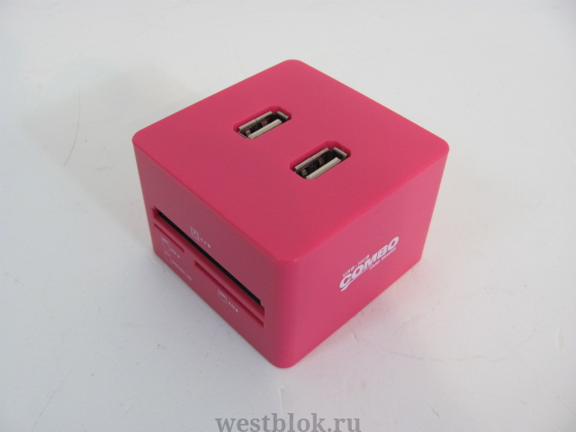 USB-хаб + Card Reader COMBO розовый - Pic n 76520
