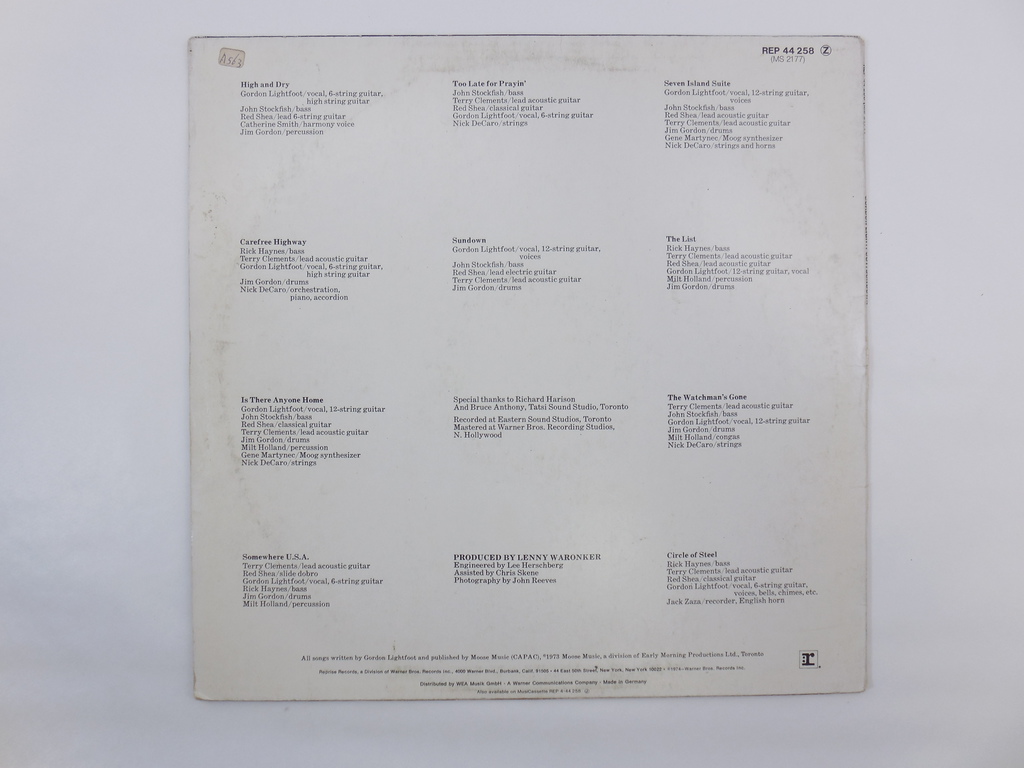 Пластинка Gordon Lightfoot — Sundown - Pic n 267815