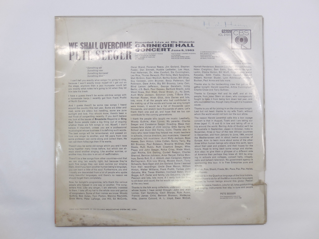 Пластинка Pete Seeger ‎– We Shall Overcome - Pic n 267820