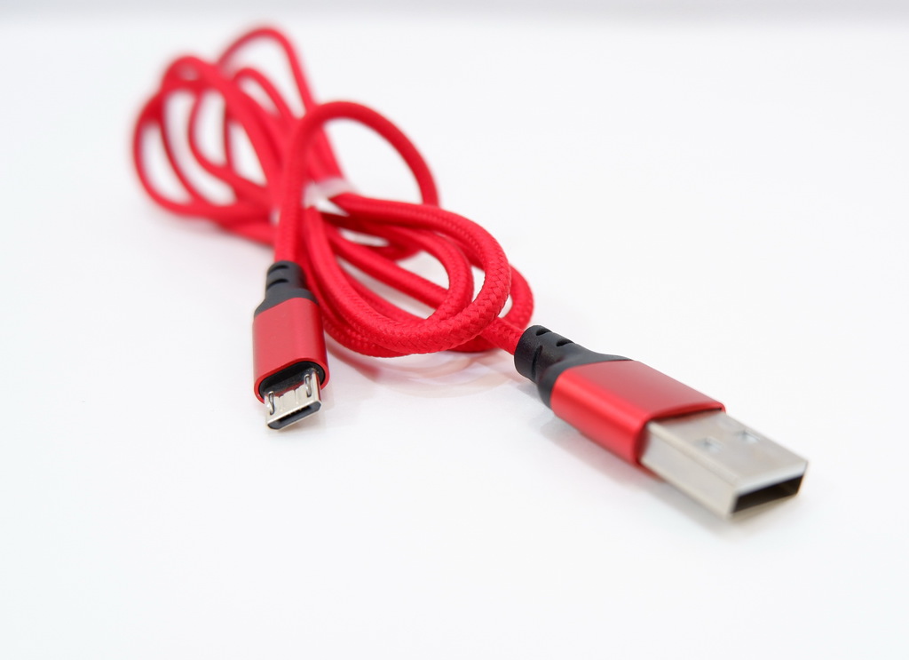 Кабель микро USB Am и USB microB красно черный 1м - Pic n 285095
