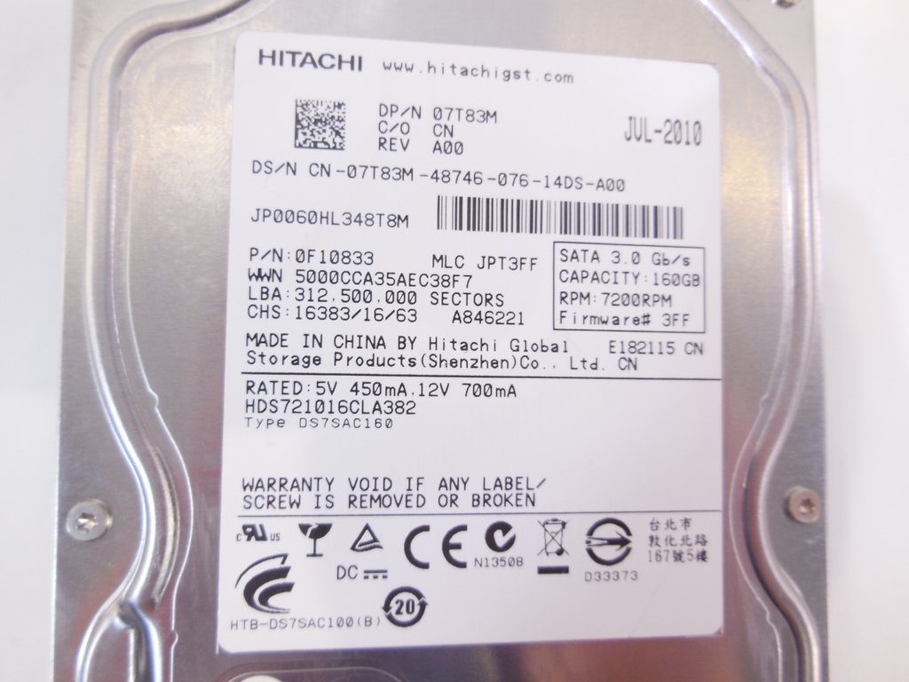 Жесткий диск HDD SATA 160Gb Hitachi Deskstar - Pic n 287246