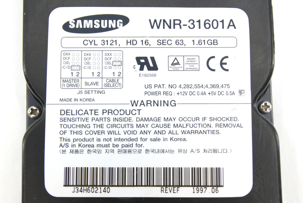 Раритет! Жесткий диск IDE 1.61GB Samsung - Pic n 293749