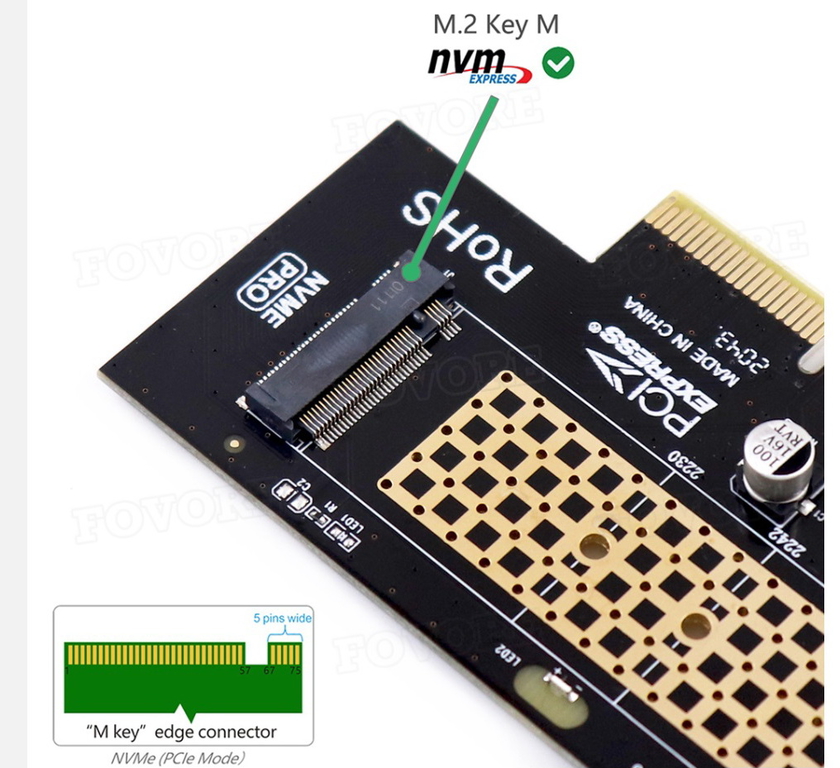 Адаптер M.2 NVMe на PCI-E x4 2230, 2242, 2260 2280 - Pic n 291775