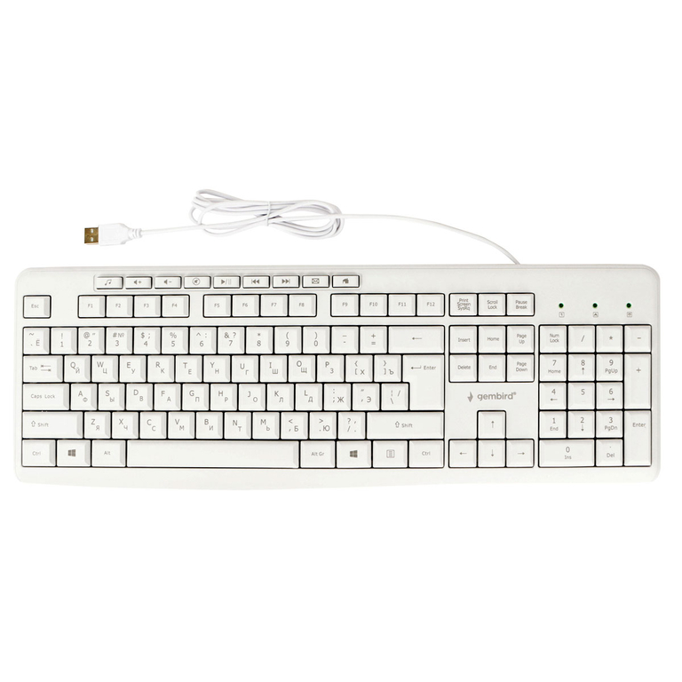 USB Клавиатура Gembird м/медиа цвет белый 1,5м - Pic n 296977