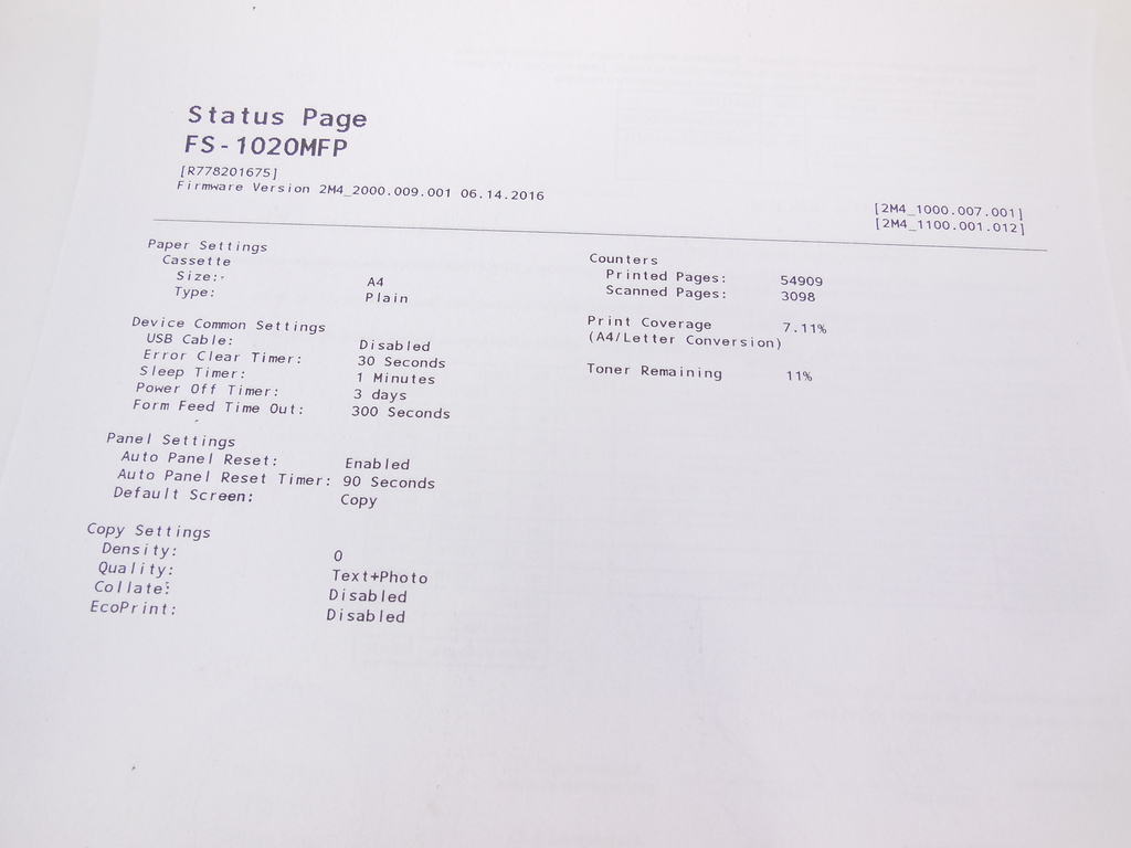 МФУ Kyocera ECOSYS FS-1020MFP - Pic n 299372