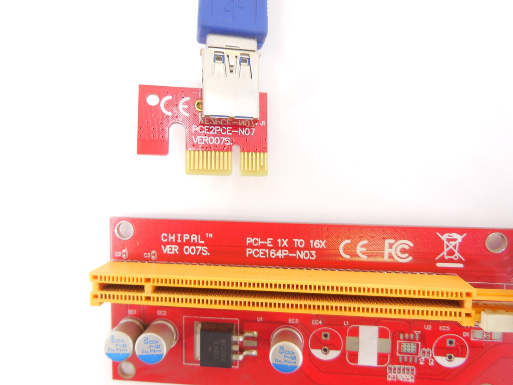 Адаптер Riser PCIe 1x to 16x ver. 007S - Pic n 299780