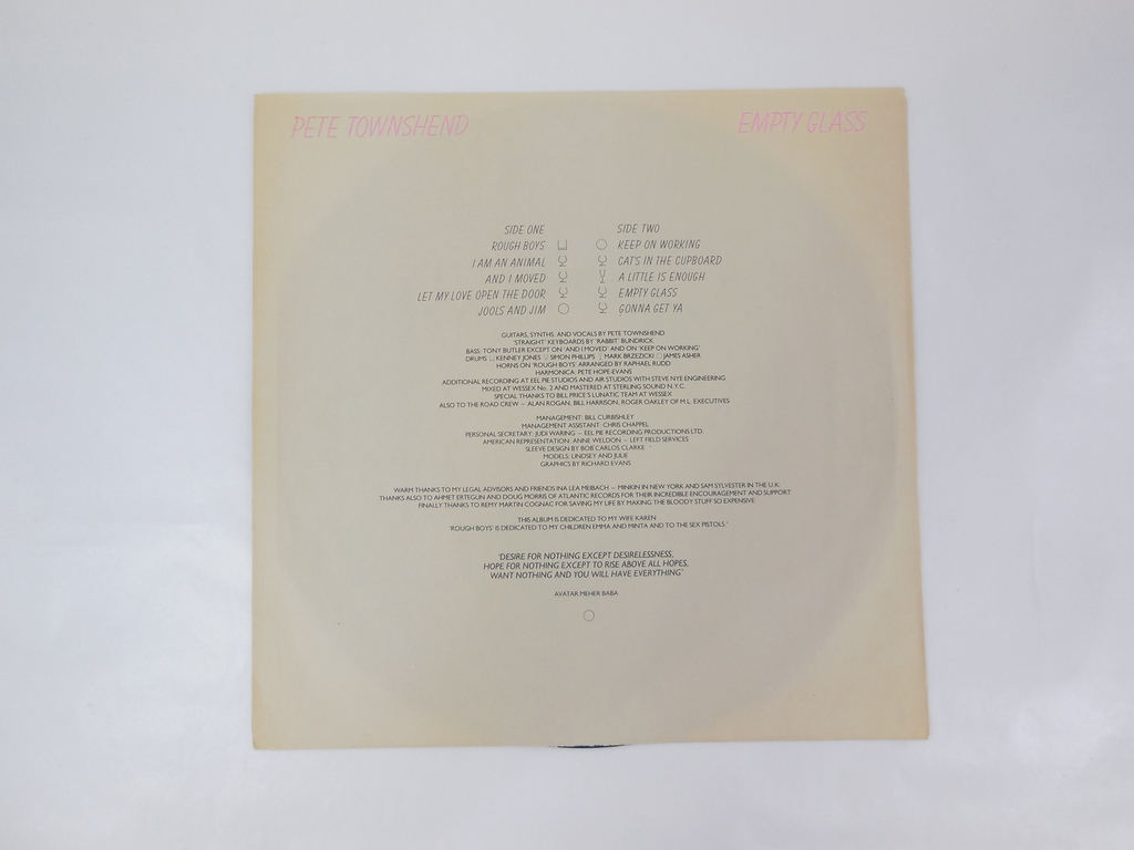 Пластинка Pete Townshend Empty glass Atco SD 32-1000  - Pic n 307900