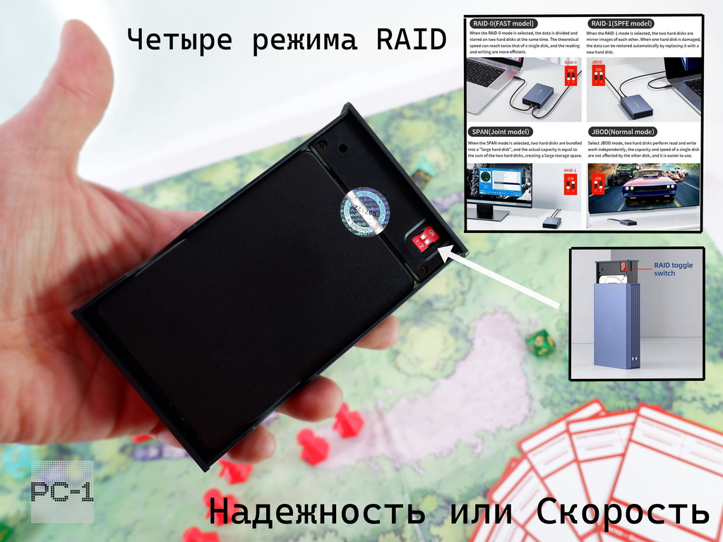 Внешний 2,5" USB-C RAID-1 «Зеркало» с двумя HDD 500GB Делает копии на два диска одновременно. Питания от USB. Все уже настроено! - Pic n 310097