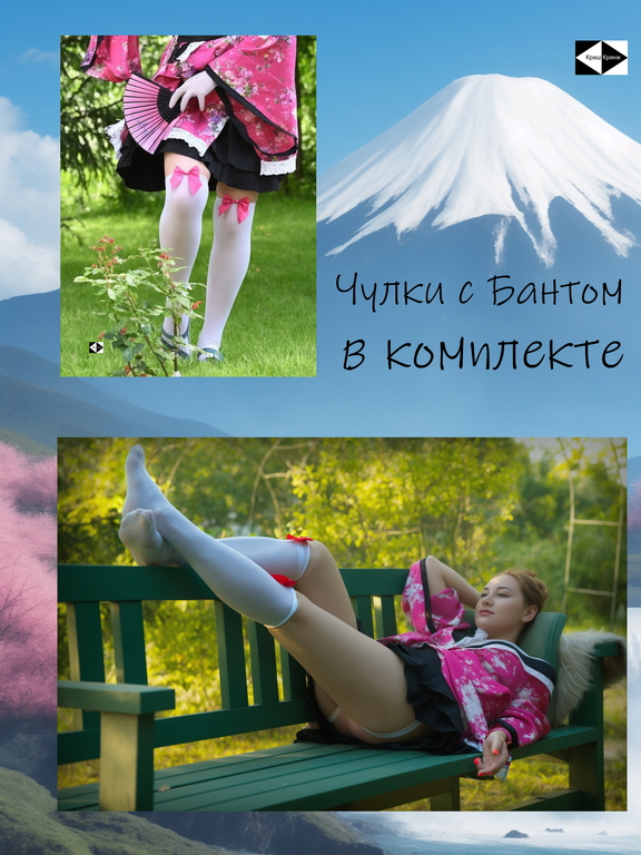 18+ Японское Аниме кимоно Waifu с юбкой Юката. Цвет цветущая сакура. Универсальный размер S/XL (44-52) - Pic n 311025