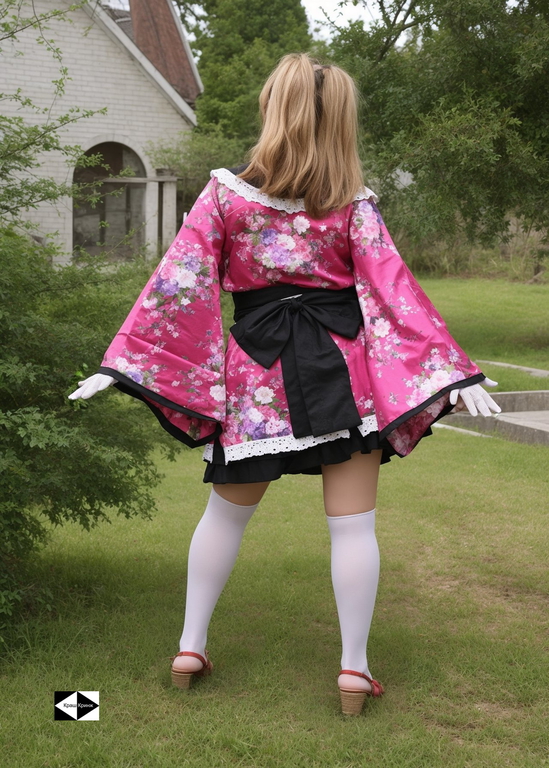 18+ Японское Аниме кимоно Waifu с юбкой Юката. Цвет цветущая сакура. Универсальный размер S/XL (44-52) - Pic n 311025