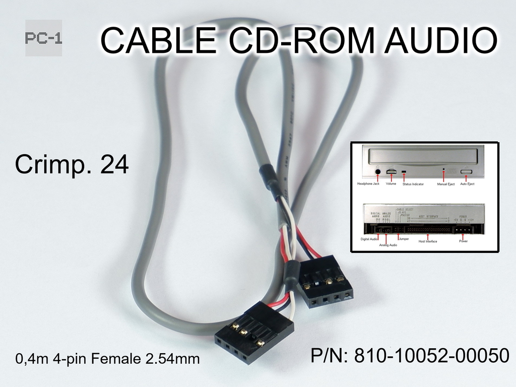 0,4м Кабель Audio CD-ROM 4-pin F 2.54mm 810-10052-00050 Звуковой шлейф передачи звука с оптического привода CD и DVD дисков на звуковую карту ПК  - Pic n 257418