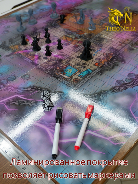 DnD Поле игровое НРИ 60x84см сетка 25х25мм «Мистический дом на горе» для боевых сцен, самоклеящееся ламинированное - Pic n 311038