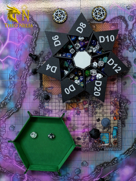 19x19x5см Дайсбокс для костей DnD «Артефакт мастера». Шкатулка Подземелья и драконы 8 секций. Атрибуты мастера ДнД коробка для хранения дайсов. - Pic n 311054