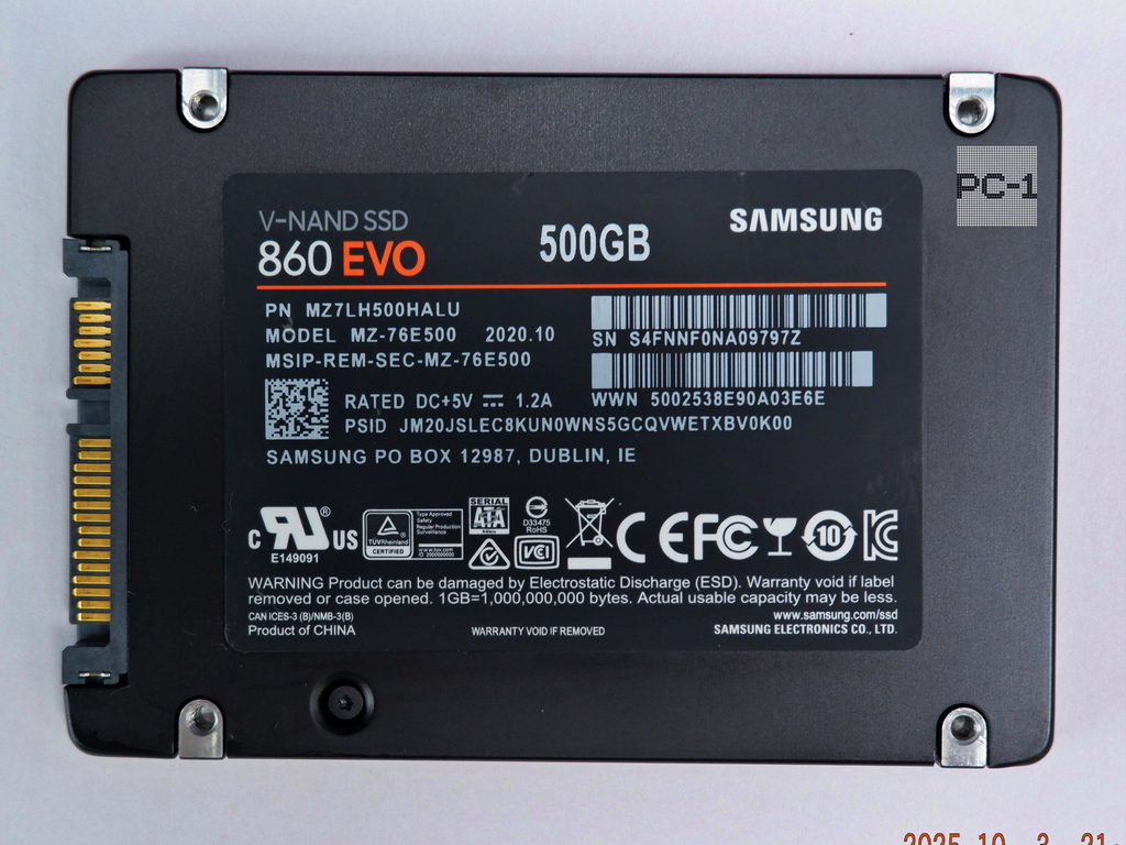 Твердотельный SSD накопитель 500ГБ 2.5" SATA Samsung 860 EVO MZ-76E500 6Gb/s V-NAND 3bit-MLC mz7lh500halu жесткий диск 7мм для ПК, ноутбука  - Pic n 299642