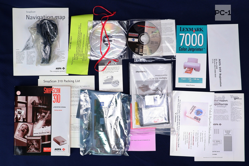 Раритет Сканер A4 AGFA SnapScan 310 MAC Version планшетный A4 CCD, 300 dpi, SCSI p/n:44.68502.021 Мануал драйвер на CD дисках + Контроллер SCSI  - Pic n 311073