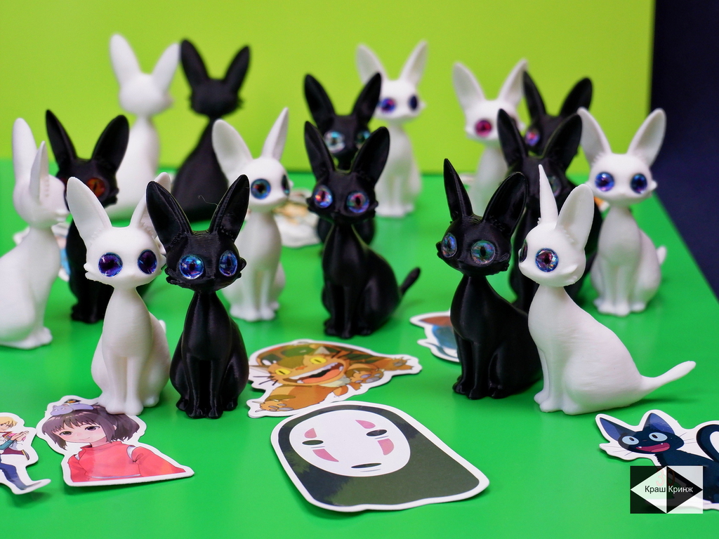 2шт. Фигурка Черный и Альтер Белая кошка подруга «ДзиДзи» 7см, из Аниме «Ведьмина служба доставки» + Стикеры Миядзаки в подарочной упаковке. - Pic n 311077