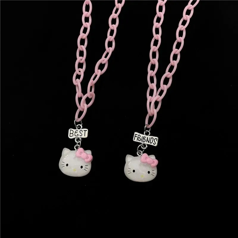 2шт. Кулоны Неразлучники Hello Kitty Best Friends. Подвески парные для девочек на цепочке 24см. В подарочной упаковке. - Pic n 310094