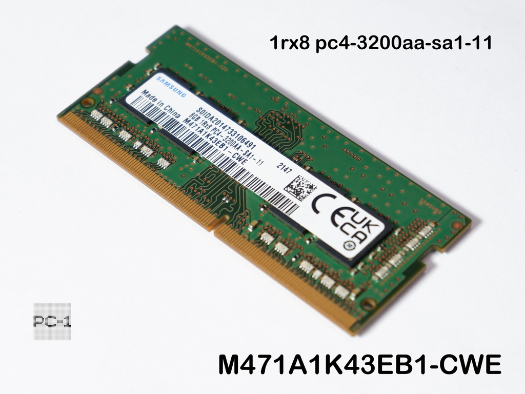 Оперативная память SO-DIMM DDR4 8Gb Samsung 3200 МГц PC4-25600 (CL): 22 1rx8 pc4-3200aa-sa1-11 (M471A1K43EB1-CWE)  - Pic n 311138