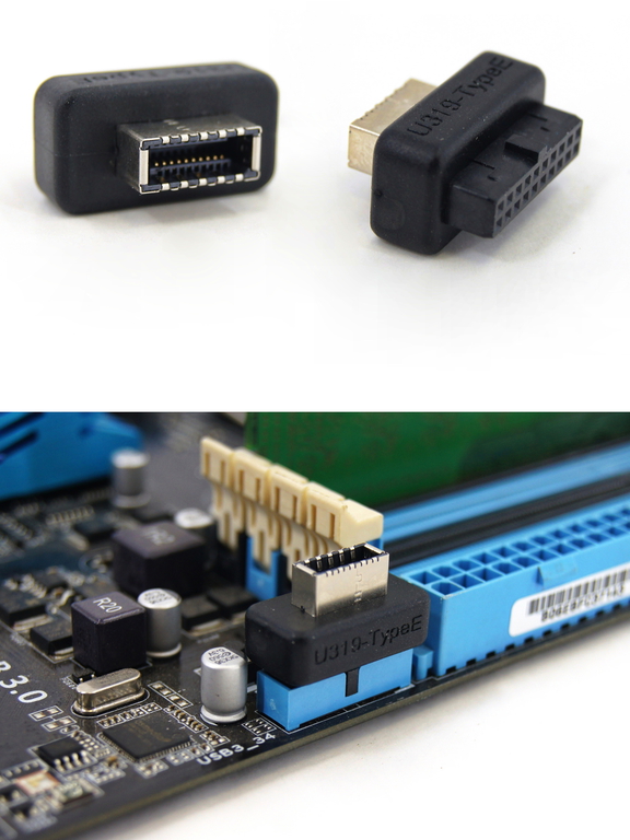 Переходник U319-TypeE с 19pin USB3.0 на 20pin USB-C Female адаптер PH73S позволяет подключить USB Type-C от корпуса в колодку USB на мат. плате ПК - Pic n 300118