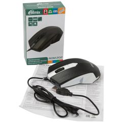 Мышь USB Ritmix ROM-202 белая с черным