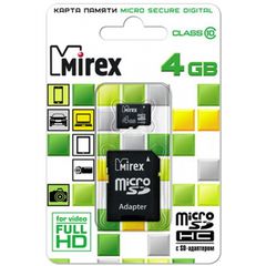Карта памяти microSD 4Gb Mirex 13613-AD10SD04