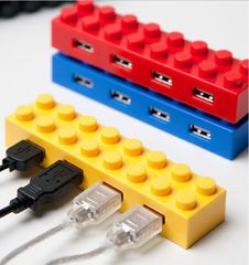 USB-концентратор хаб Lego 4 порта USB 2.0, выполнен в виде деталей конструктора LEGO, черный