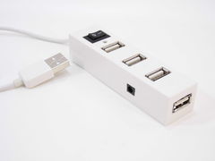 USB-хаб Сетевой фильтр 4хUSB порта Белый HB-6068F