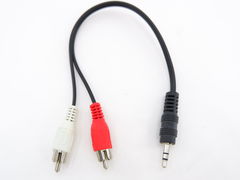 Аудио кабель 2RCA штекер — 3.5мм штекер 0.2 метра - Pic n 294852