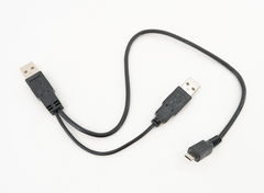 Кабель USB Y Сплитер microUSB на 2х Male USB 