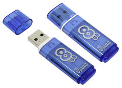 Флешка SmartBuy Glossy USB 2.0 8 ГБ, 1 шт., Нежно голубой. Smartbuy Glossy Blue SB8GBGS-B