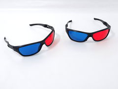 3D стерео очки анаглифные пластиковые для двоих, в подарочной коробке 15х10х5см, комплект очки 2 шт. - Pic n 307589