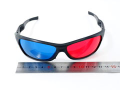 3D стерео очки анаглифные пластиковые для двоих, в подарочной коробке 15х10х5см, комплект очки 2 шт. - Pic n 307589