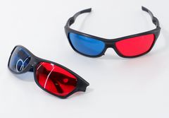 3D стерео очки анаглифные пластиковые для двоих, в подарочной коробке 15х10х5см, комплект очки 2 шт. - Pic n 307589