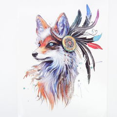 Водостойкая временная татуировка «Ловец снов. Лиса» / Отличное качество, яркие, унисекс / Размер 5х4см / Комплект 2 штуки + подарок - Pic n 308085