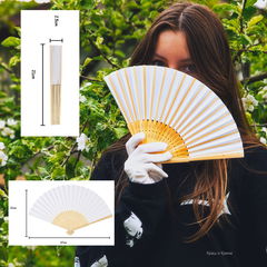 Веер ручной бамбуковый 21см. + Белые перчатки из хлопка / В Японском аниме стиле  - Pic n 308333