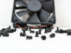 4шт. M5x7,5mm Саморез для вентилятора ПК. Диаметр резьбы 5мм, винты с тупым концом для кулера в компьютерный корпус, черный  - Pic n 295866