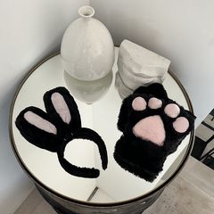 Ушки и Лапки. Косплей набор. Ушки ободок на голову 28см и Перчатки Лапки 2шт. / 20см. Размер универсальный. Черные. - Pic n 310997