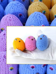 3шт. Декоративные разноцветные вязаные яйца для иголок 7см. Ручная работа, в подарочной упаковке - Pic n 311029