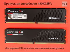 Оперативная память DDR5 64Gb (2х32ГБ) G.Skill RIPJAWS S5 F5-6000J3636F32GX2-RS5K DDR5-6000 CL36-36-36-96 1.35v 32x2 Intel XMP 3.0 Ready 0R48AXS810B  - Pic n 311060
