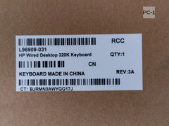 Только Английская раскладка!!! Механическая USB Клавиатура HP Wired Desktop 320K HSA-P010K / TPA-D0032K P/N L96909-031 CN L95712-031  - Pic n 311082