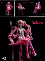 15см Аниме Фигурка Мику Сакура, Хацунэ Мику (Miku Hatsune Sakura) на Розовом стуле. В подарочной ЭКО коробке с сюрпризом. - Pic n 311100