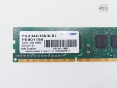 Модуль памяти для ПК LV DDR3 (DDR3L) 4Gb Patriot Signature PSD34G1600L81 1600МГц 12800Мб/с PC3-12800 CL11 1.35В Single rank 512x8 - Pic n 297079