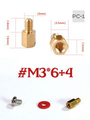 30шт. Винт-стойка латунная M3 Male to Female 4мм +7мм для крепления материнской платы в корпус ПК + Стоечный винт M3 + Изоляционная шайба - Pic n 272283